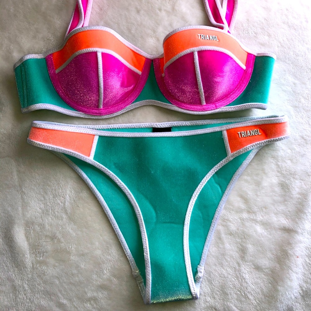 Triangl Multi-Colored Velour Bikini With Backpack